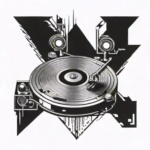 An Intricate Dj Turntable Design Incorporating Egyptian Hieroglyphics And Musical Notes