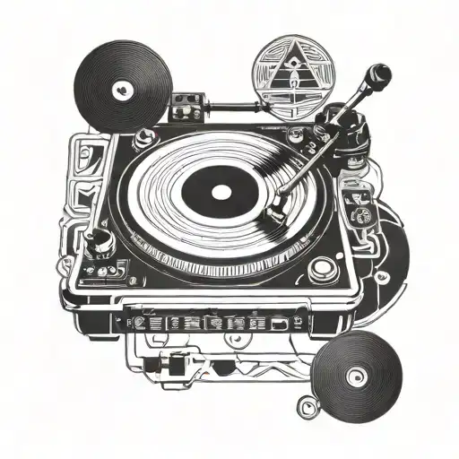 A Dj Turntable With Intricate Egyptian Hieroglyphics Integrated Into The Design