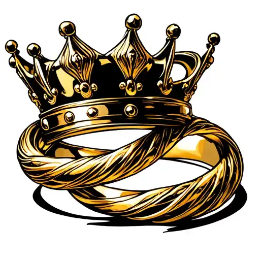 A Gold Ring Intertwined With A Crown