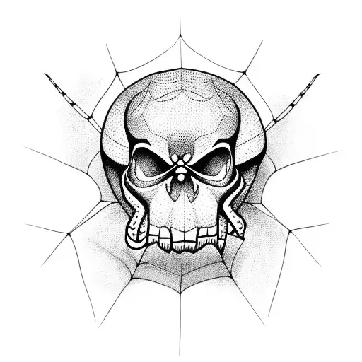 Spider With Skulls Caught In Web