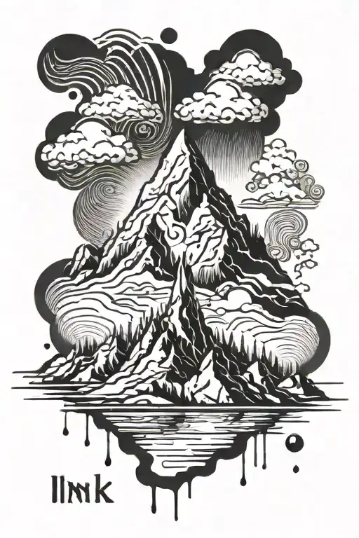 Ink Drop Transforming Into A Mountain Peak Symbolizing Resilience
