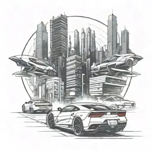 A Futuristic Anime-inspired Sports Car Racing Through A Cyberpunk Cityscape
