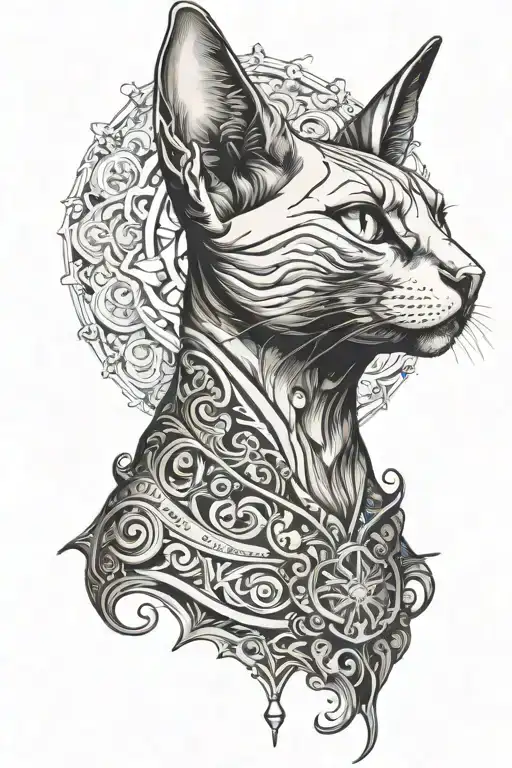 Sphinx Cat With Details Surrounded