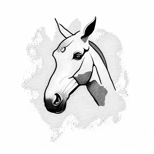 A Dotwork Silhouette Of A Horse Surrounded By Other Animal Silhouettes