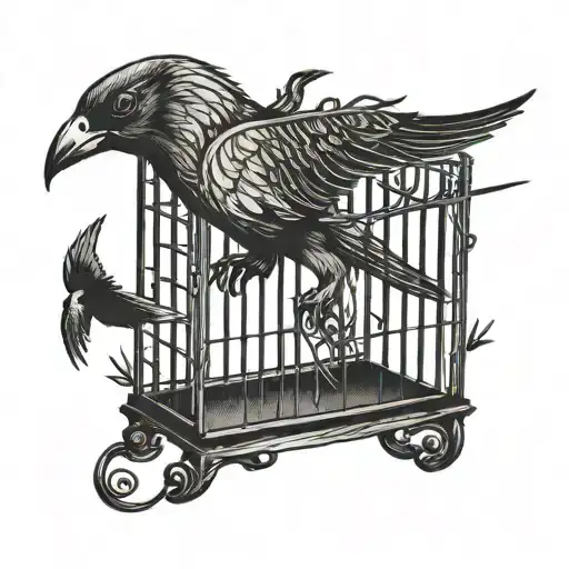 A Bird Flying Out Of A Cage