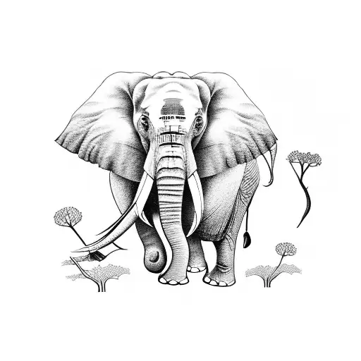Elephant With Trees