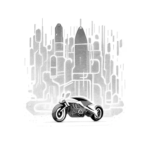 A Futuristic Cyberpunk Cityscape With A Lone Motorbike Rider Speeding Through The Neon-lit Streets
