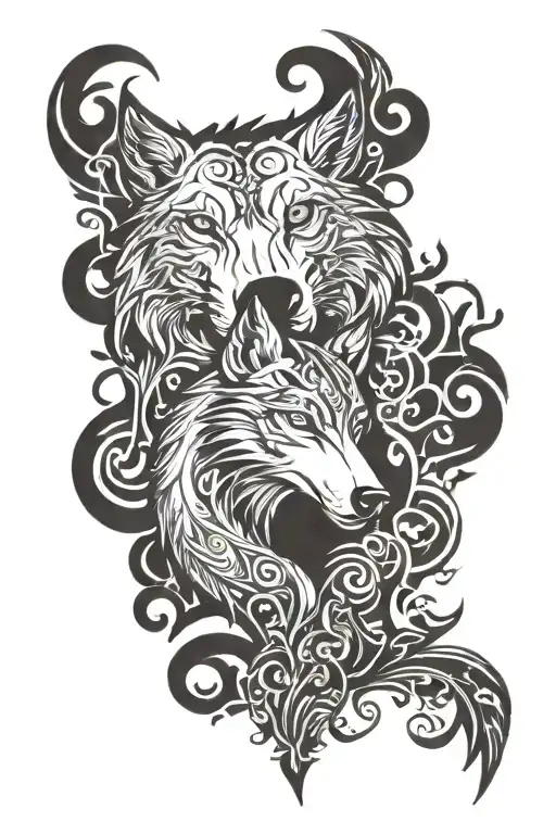 Wolf And Horse Turkic Tattoo Includes