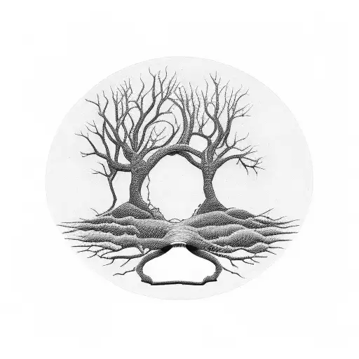 Tree Of Life With An Iron Rod Pathway Leading To It