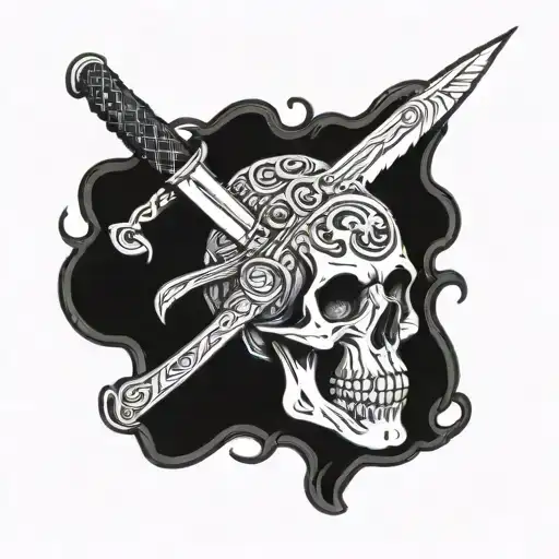 Skull With Knife In Its Mouth