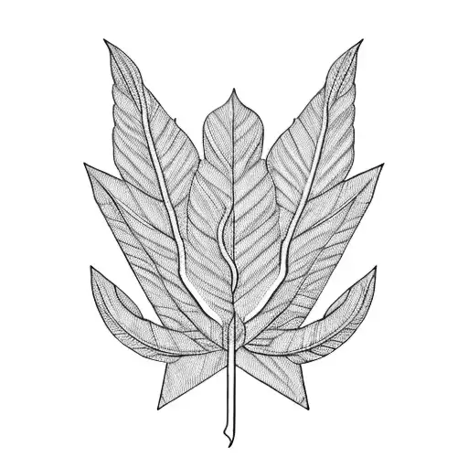 A Leaf And A Trishul Intertwined In A Mesmerizing Pattern