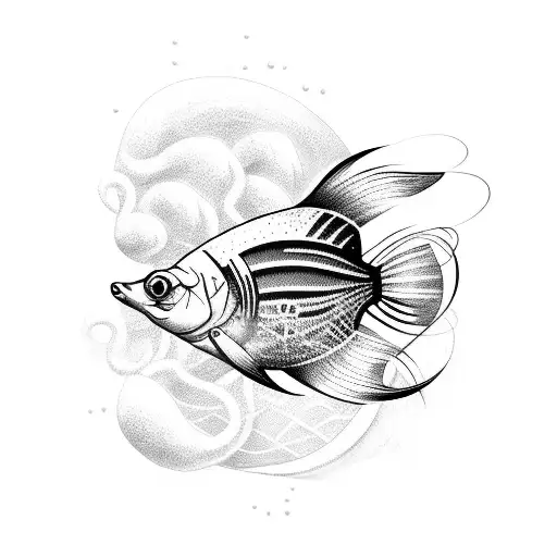 A Black Cyber Fish On A Web