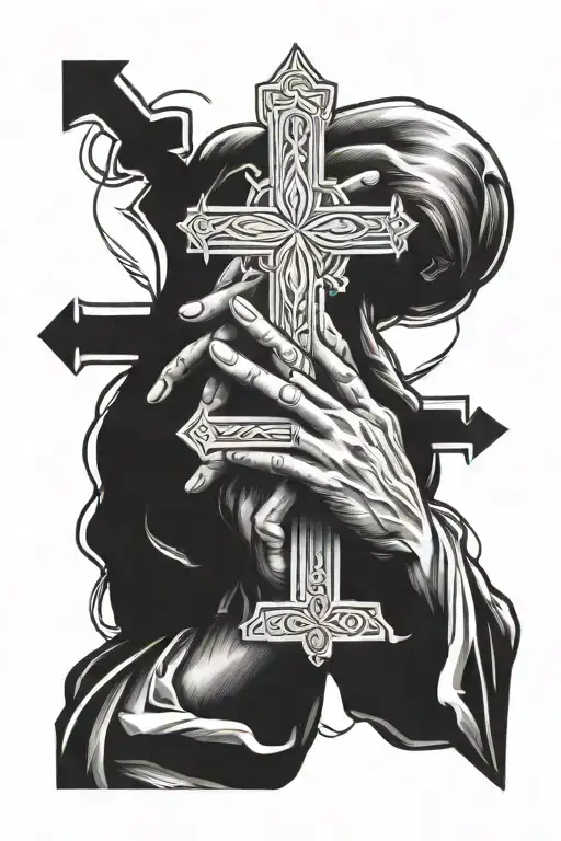 Mary Cross Praying Hands Holy Trinity Jesus Christ