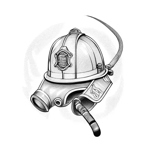 Firefighter Helmet With 2 Fire Axes Behind It