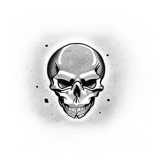 A Skull Tattoo With The Sign Fear In Its Eyes Surrounded By Geological Formations
