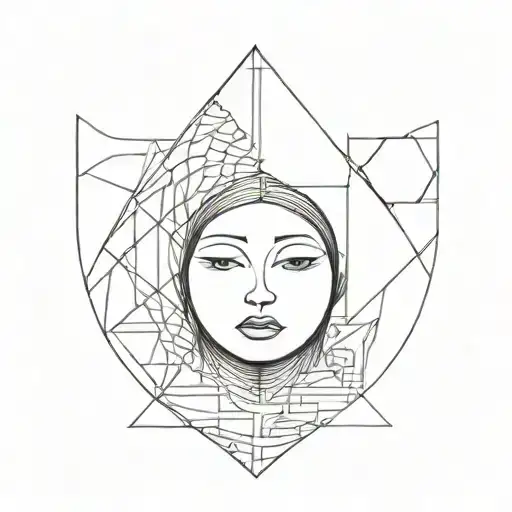 A Minimalist Blackwork Abstract Tattoo Design Depicting The Shadow Self And The Conscious Self