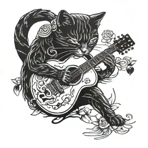 A Cat Playing A Guitar With A Broken Heart Symbolizing Hate Towards Marriage