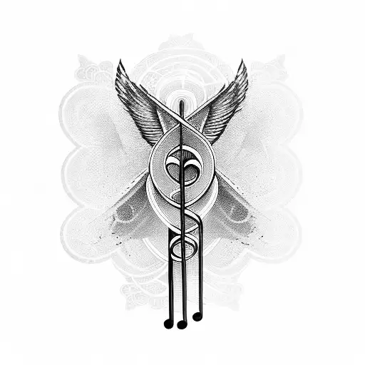 Musical Notes Intertwined With Airplane Wings