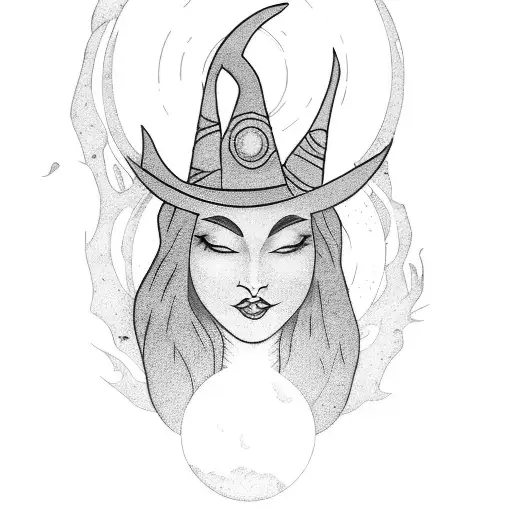 A Witch Casting A Spell Under A Black Moon