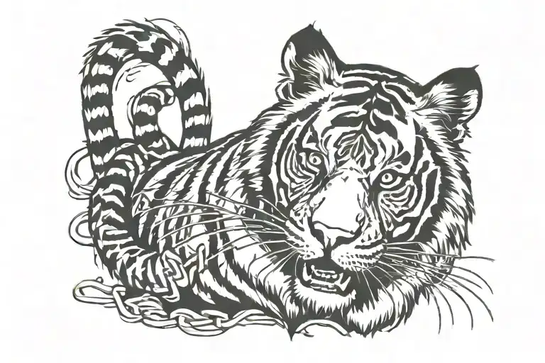 Tiger With Broken Chains