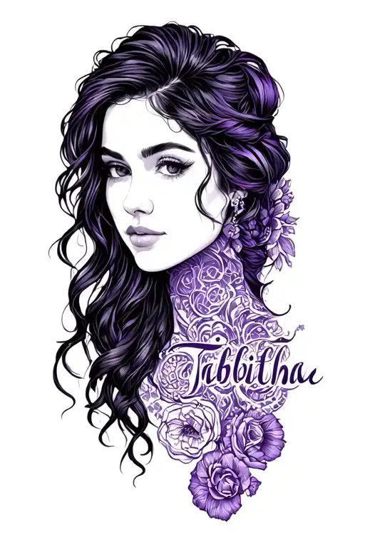 Moms Name Tabitha On Neck With Purple And In A Unique And Different Font