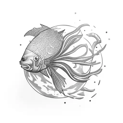 A Futuristic Robotic Fish Swimming In A Pixelated Ocean