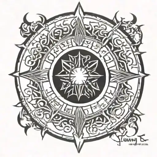 Viking Black Sun Runes For Arm