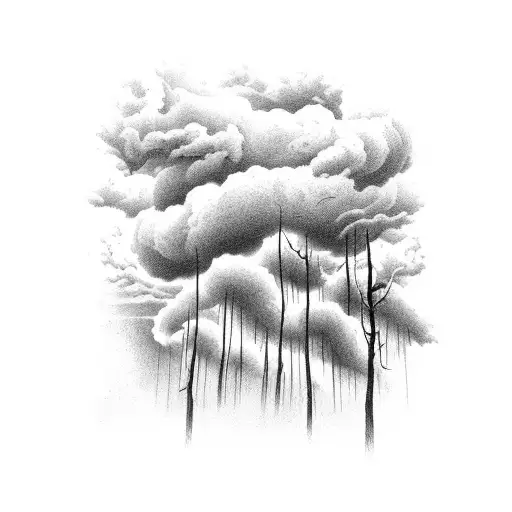 A Powerful Thunderstorm Brewing Over A Dense Forest