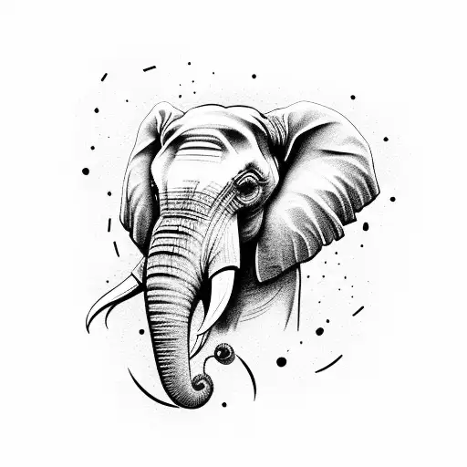 Elephant Head With Wild Flowers