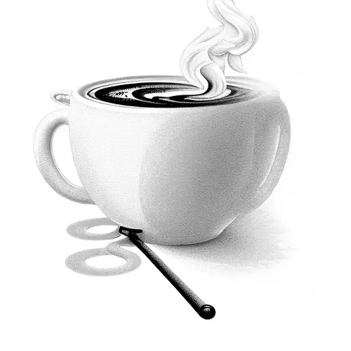 A Steaming Cup Of Coffee With A Dog Silhouette In The Foam