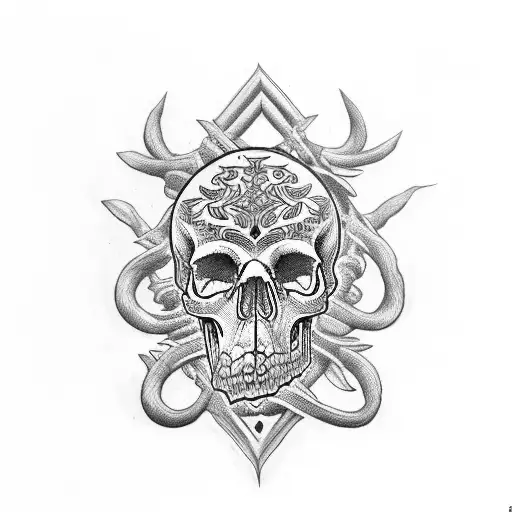 2 Skulls On Top Each Other In Line