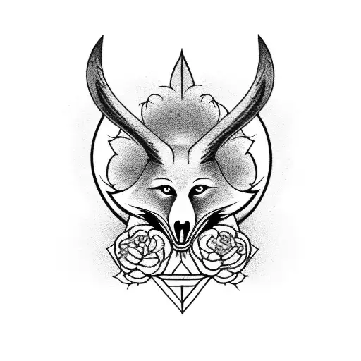 Baphomet Fox And Flowers