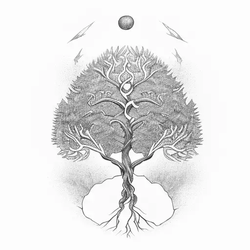 Tree Of Life With Roots That Form Mountaintop