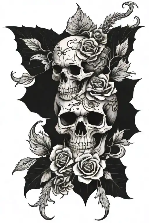 Flowers With A Skull And A Dragon Wrapped