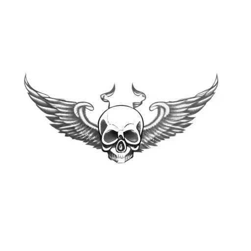 A Skull With Wings With More Stuff Around It