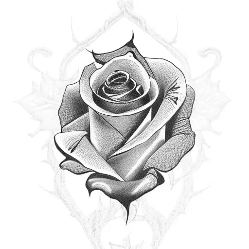 Small Black Rose With Thorns And The Word Beautiful