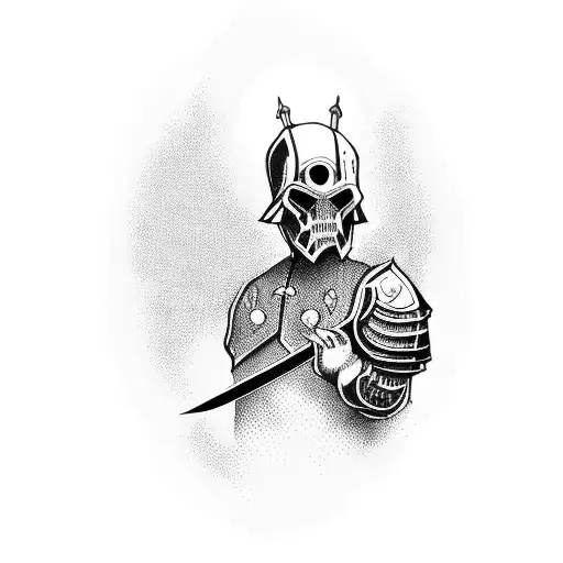 Man With Sword On Knee