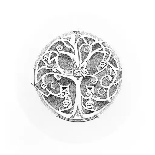 A Tree Of Life Design Incorporating The Initials Of Your Family Members