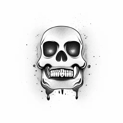 Woman With A Half Handsome Face And A Half Mexican Skull Face Licking Her Lips With Open Mouth