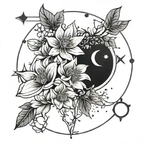 Libra Constellation Quarter Moon Flowers