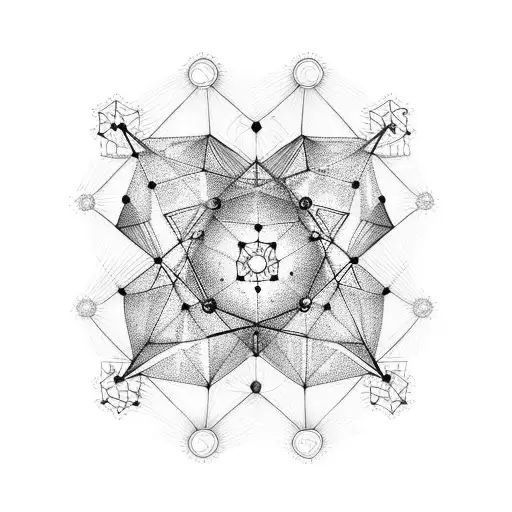 Star Tatoo Of A Molecular Structure With Constellations Forming Within The Bonds