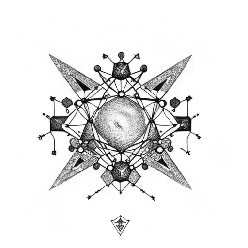 Star Tatoo Of A Molecular Structure With Constellations Forming Within The Bonds