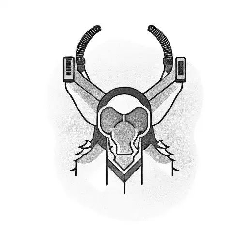 A Blackwork Tattoo Of An Arctic Monkey Playing A Video Game On A Vintage Tv