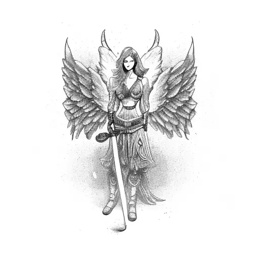 Warrior Angel With Dog