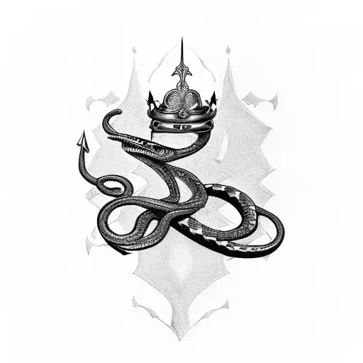 Snake Around A Sword Written No Fear In It With A Crown Over The Sword