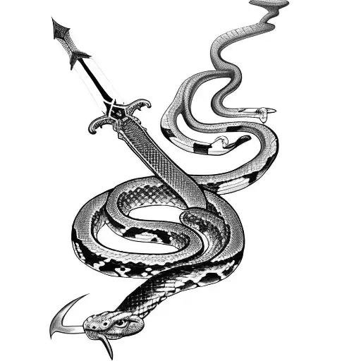 Snake Around A Sword Written No Fear In It With A Crown Over The Sword