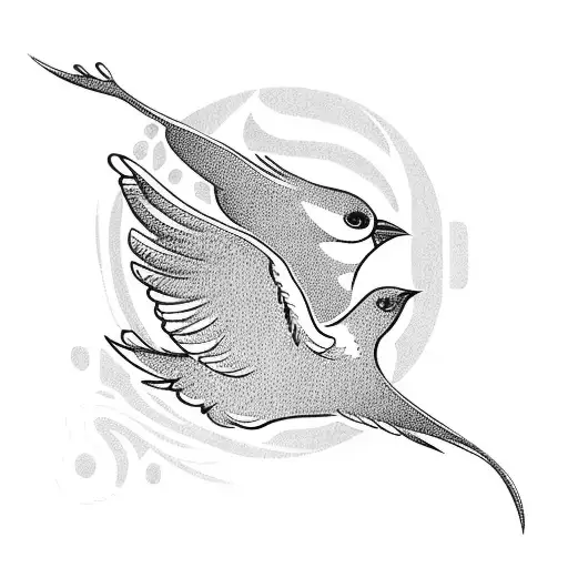 Birds Forming A Bird Flying