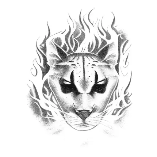 Panther With Fire Flames On The Eyes