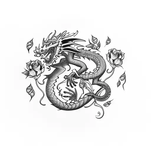 Dragon With Roses With Nature And Music