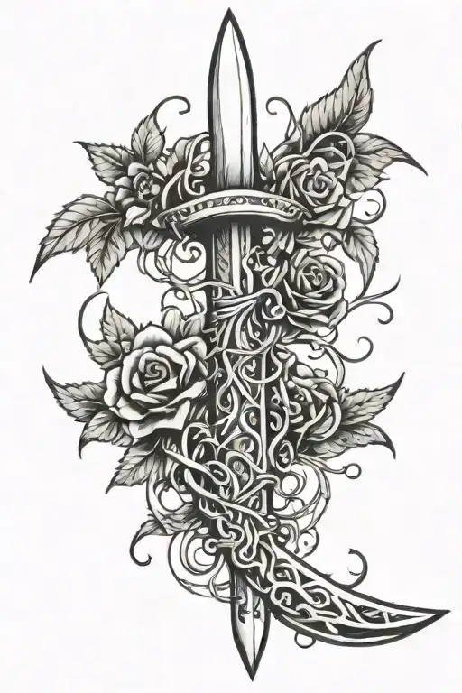 Dagger With Barbwire Vines